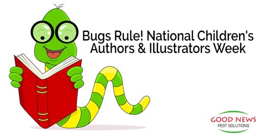 A green worm, smiling with glasses, is holding a red book.